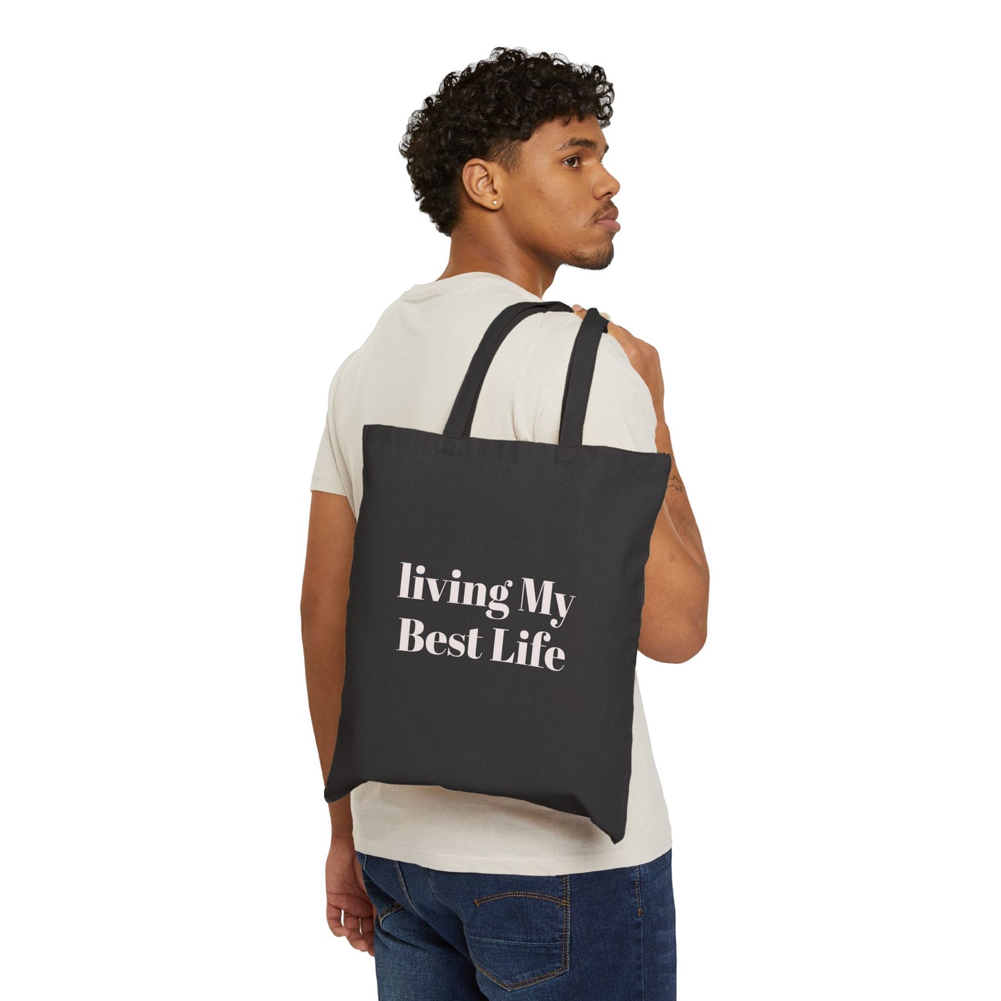 Living My Best Life Cotton Canvas Tote Bag - Stylish and Eco-Friendly for Everyday Use