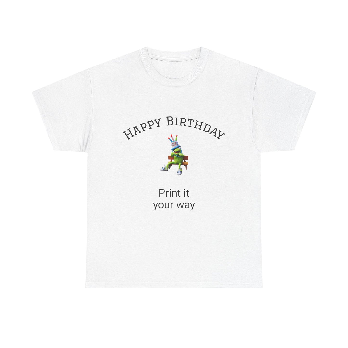 Happy Birthday Customizable Unisex Heavy Cotton Tee - Perfect for Gifts, Parties, Casual Wear, Birthdays, Print on Demand, Art Lovers