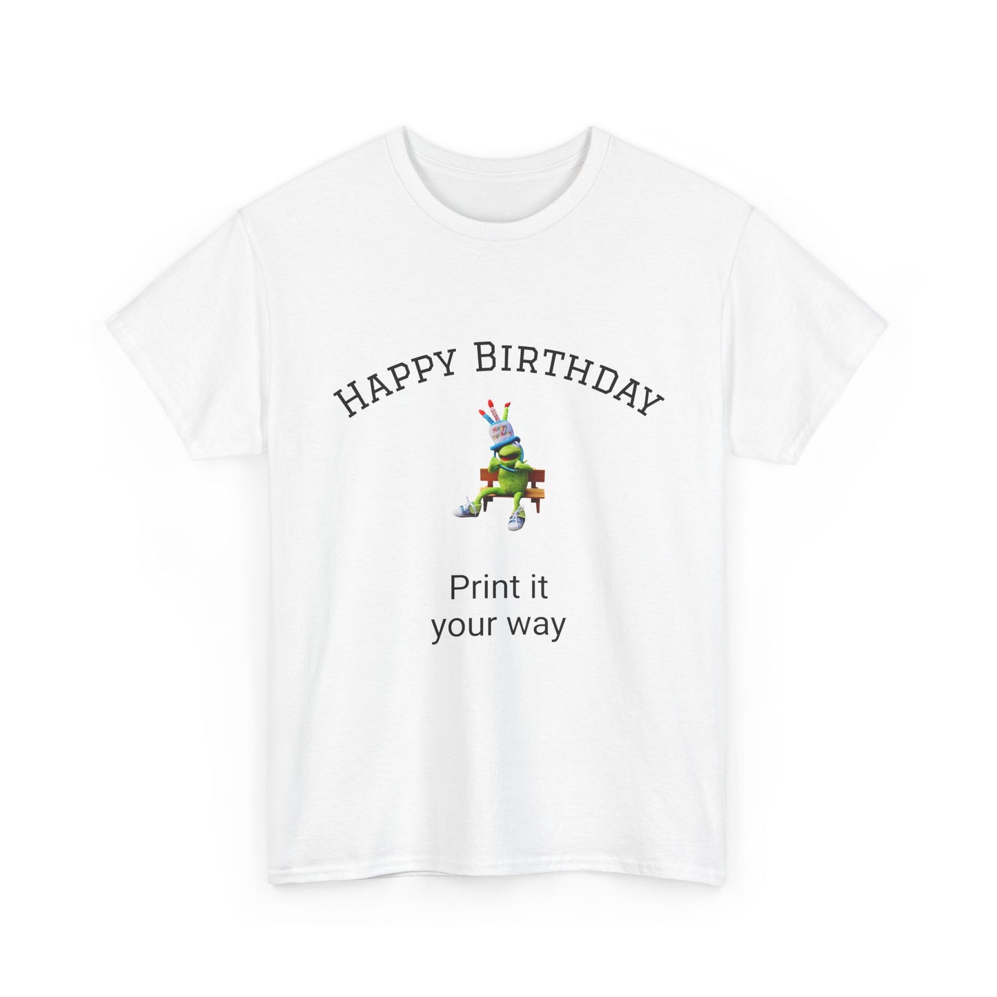 Happy Birthday Customizable Unisex Heavy Cotton Tee - Perfect for Gifts, Parties, Casual Wear, Birthdays, Print on Demand, Art Lovers