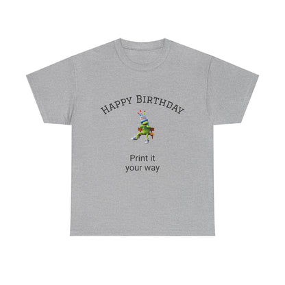 Happy Birthday Customizable Unisex Heavy Cotton Tee - Perfect for Gifts, Parties, Casual Wear, Birthdays, Print on Demand, Art Lovers
