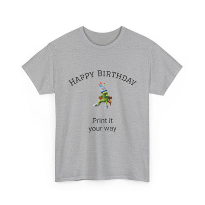 Happy Birthday Customizable Unisex Heavy Cotton Tee - Perfect for Gifts, Parties, Casual Wear, Birthdays, Print on Demand, Art Lovers